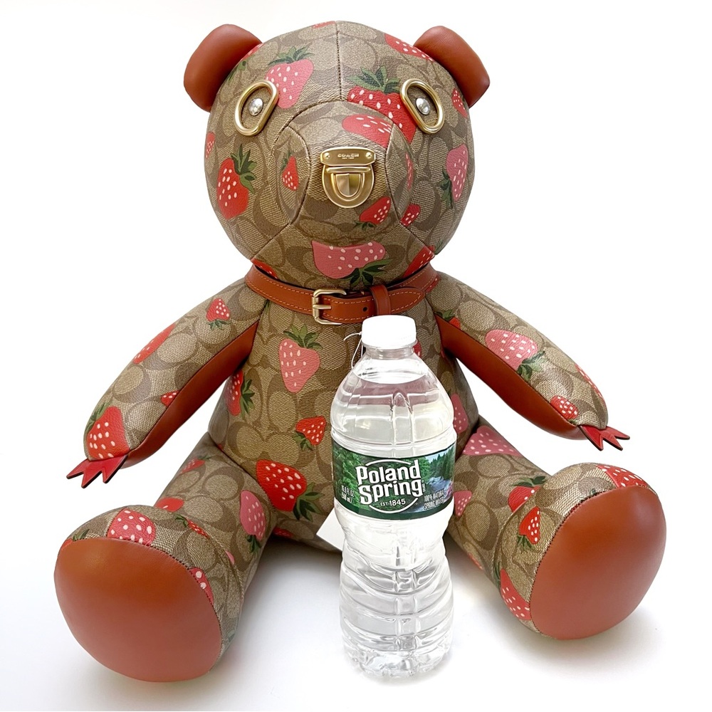 Coach Collectible Teddy Bear Logo Signature Canvas Wild Strawberry Print 16” NEW - Picture 8 of 13